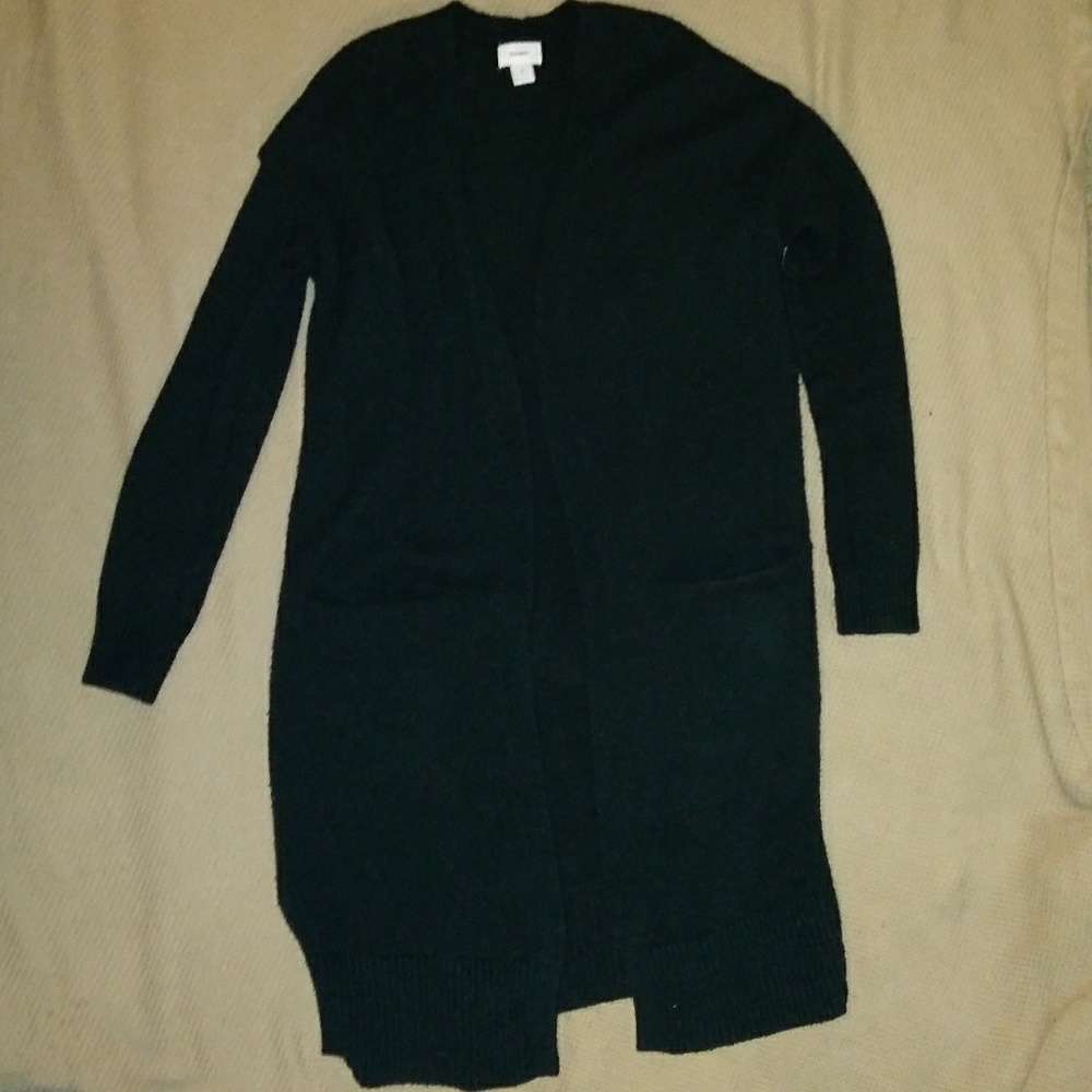 Super long heavy weight open front sweater